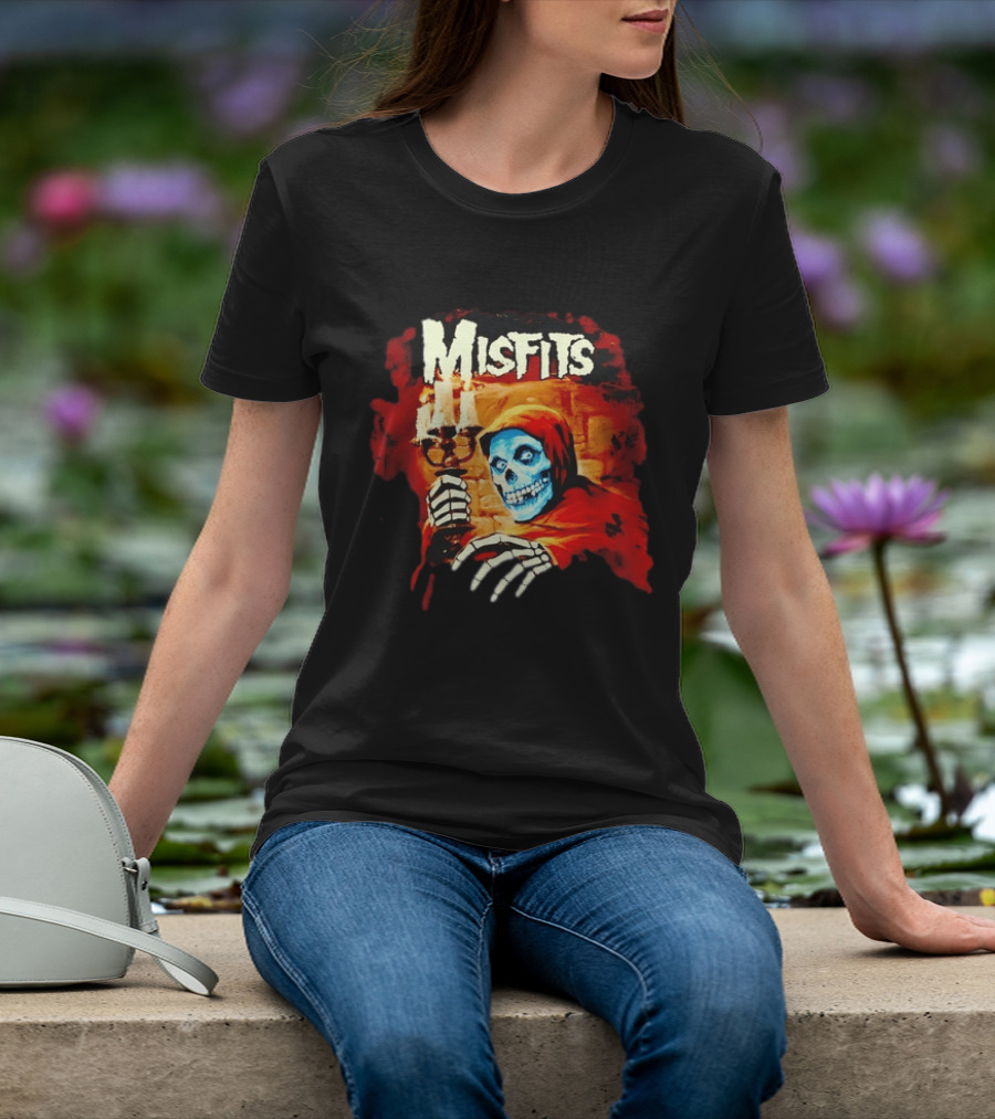 Misfits Crimson Ghost Candle Holder Punk Rock Skeleton T-Shirt
