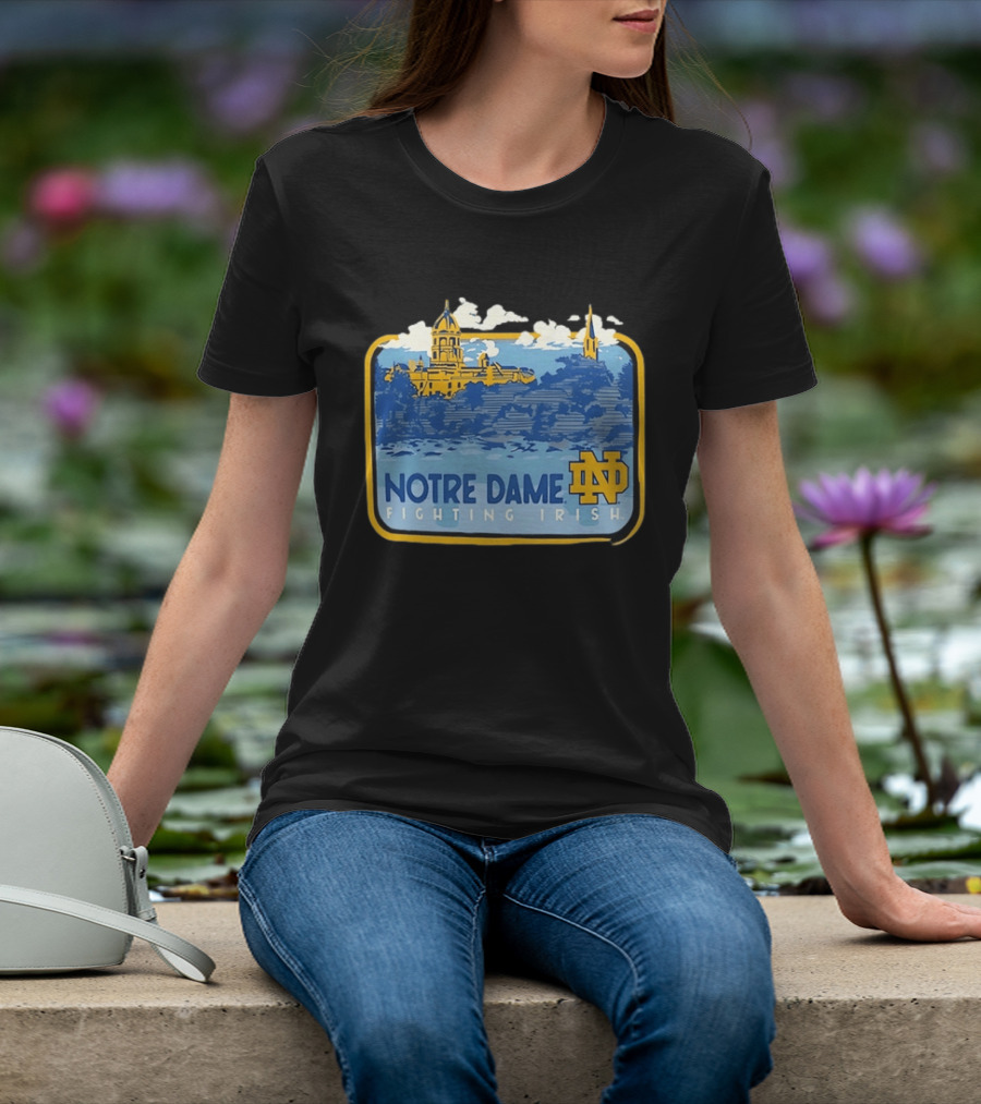 Notre Dame Fighting Irish Campus Landscape Blue And Gold ND T-Shirt