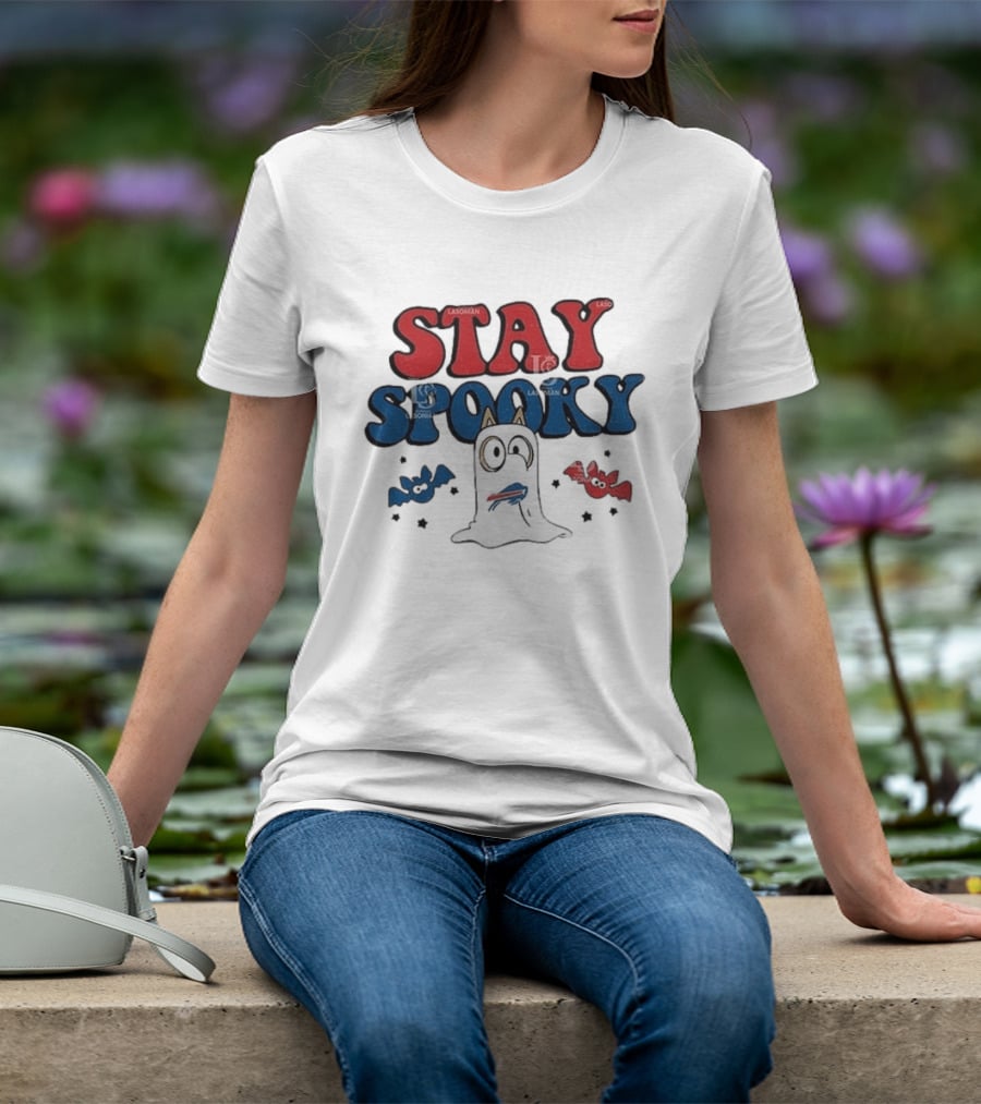 Buffalo Bills Bluey Halloween Stay Spooky Ghost Cartoon T-Shirt