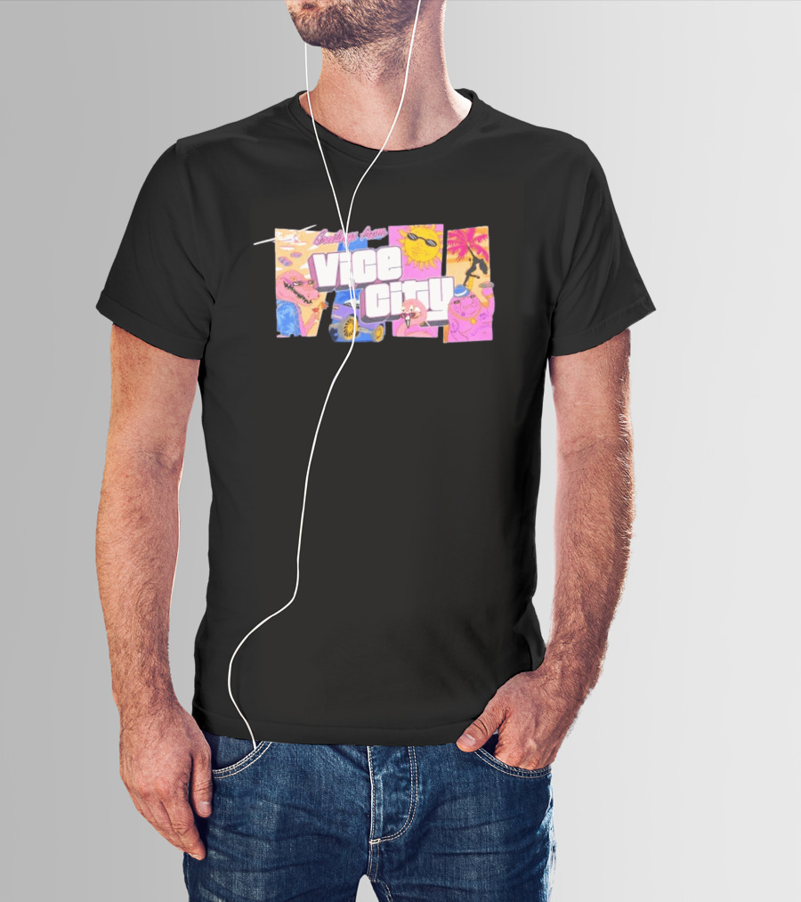 Greetings From Vice City Collage Florida Retro Fun Tropical Vibes T-Shirt