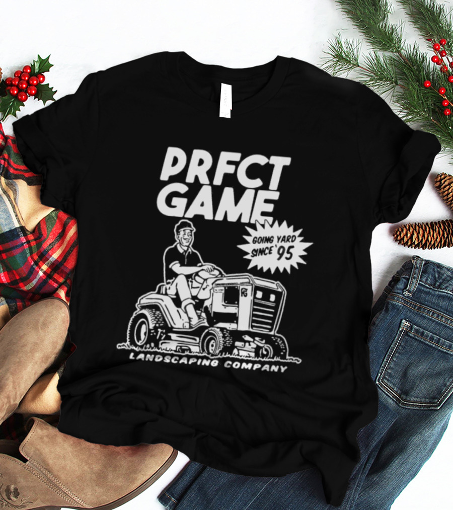 PRFCT Game Landscaping Company Going Yard Since '95 Vintage Mower T-Shirt