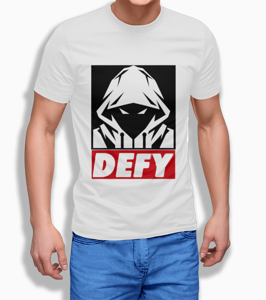 Defy Hooded Figure Streetwear Urban Fashion T-Shirt
