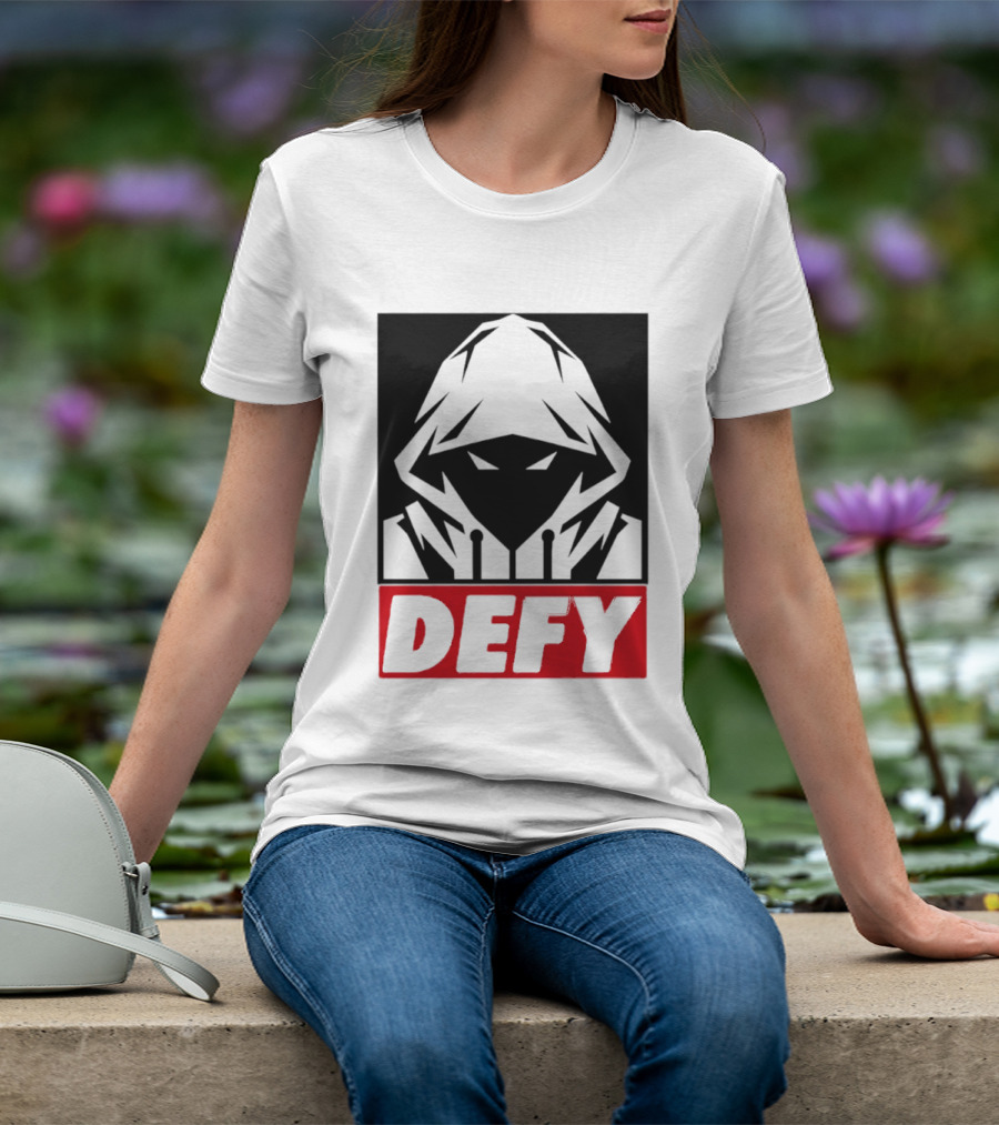 Defy Hooded Figure Streetwear Urban Fashion T-Shirt