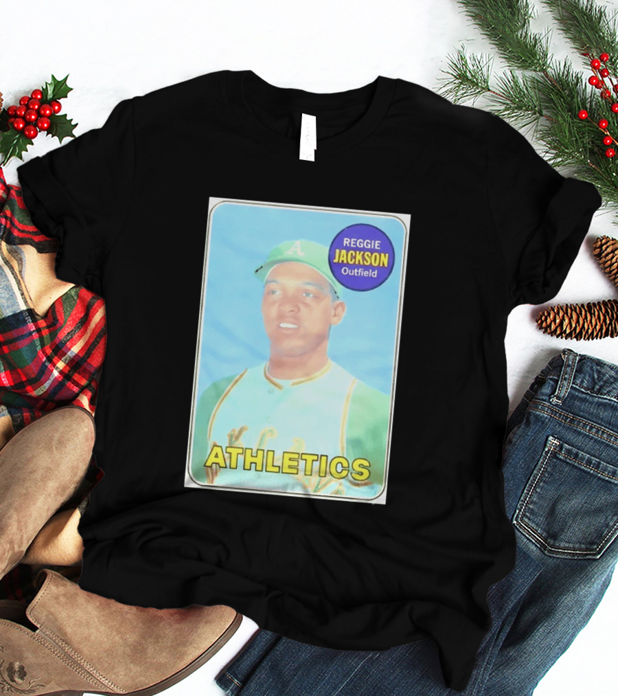 Reggie Jackson Athletics Outfield Baseball Card Oakland A's Player T-Shirt