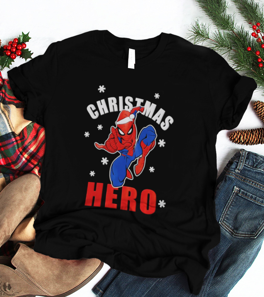 Christmas Hero Santa Hat Spider Man Marvel T-Shirt