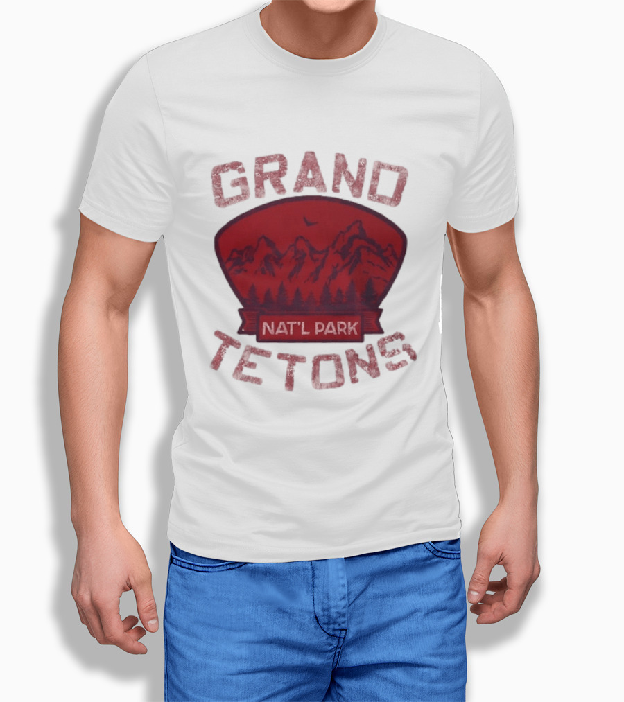 Grand Tetons Nat'l Park Distressed Mountain Landscape T-Shirt