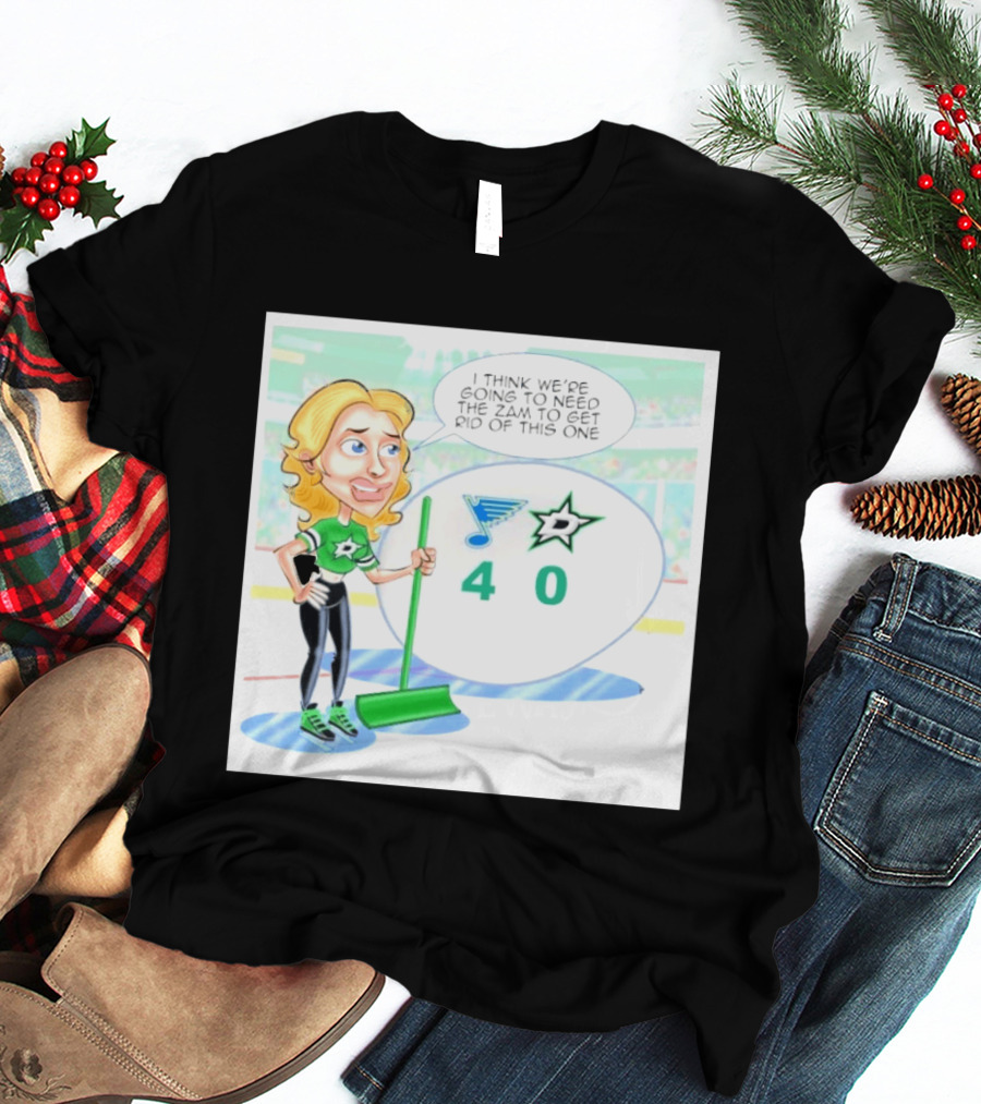 St Louis Blues Vs Dallas Stars Hockey 4 0 Cartoon With Humor And Zamboni Joke T-Shirt