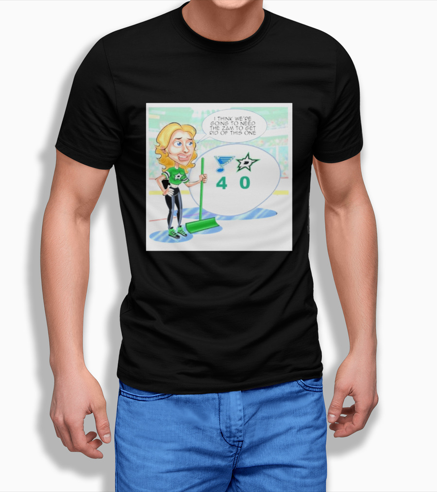 St Louis Blues Vs Dallas Stars Hockey 4 0 Cartoon With Humor And Zamboni Joke T-Shirt
