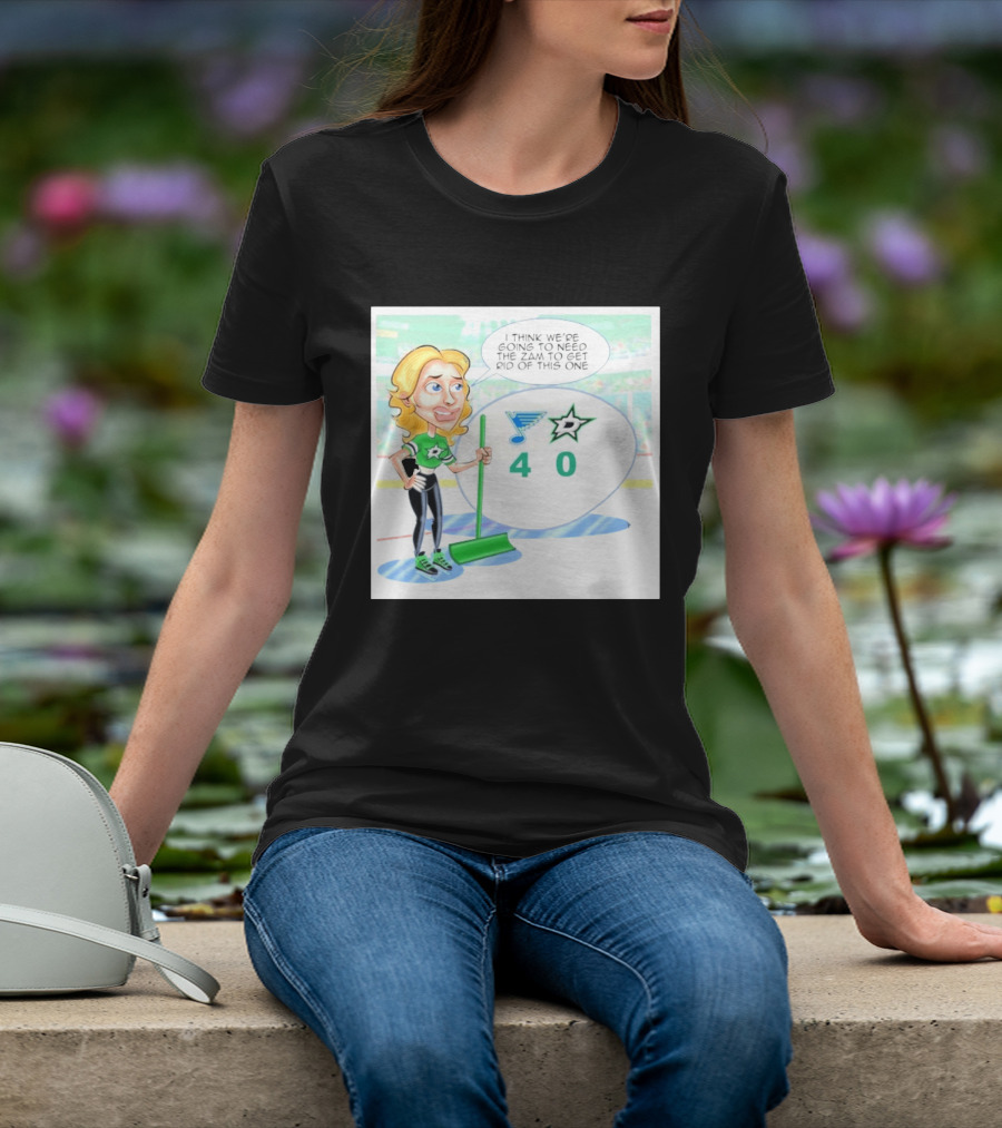 St Louis Blues Vs Dallas Stars Hockey 4 0 Cartoon With Humor And Zamboni Joke T-Shirt