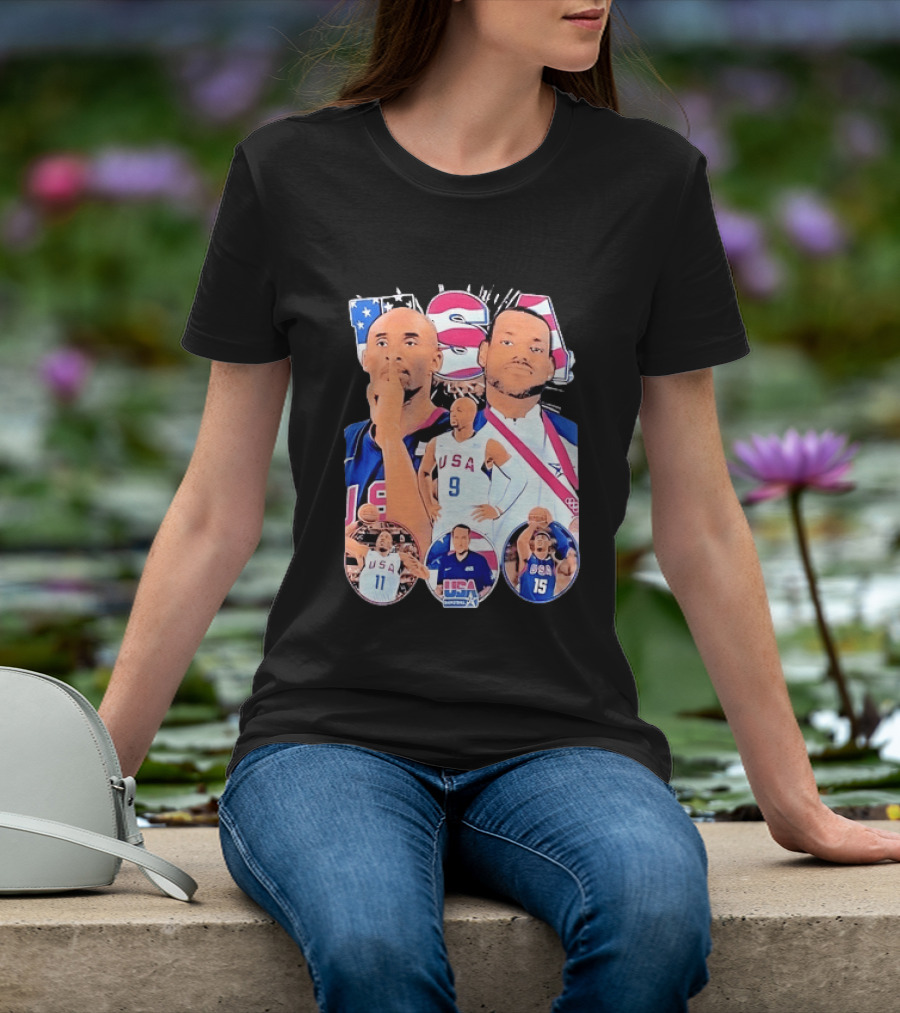 Kobe Bryant LeBron James USA Basketball Legends Iconic Team USA Moments T-Shirt