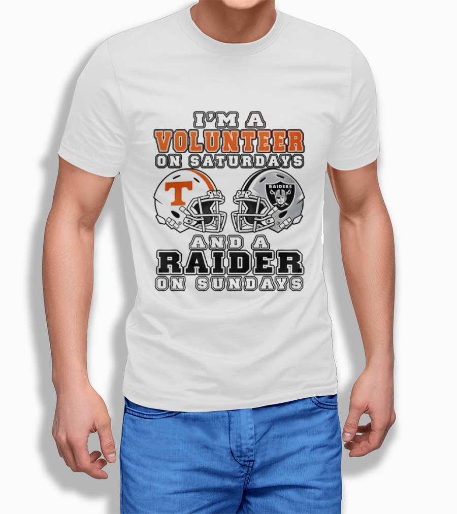 I'm A Volunteer On Saturdays And A Raider On Sundays Tennessee Las Vegas 2026 T-Shirt