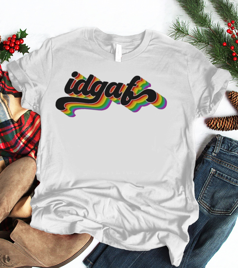 Idgaf Rainbow Groovy Retro Colorful T-Shirt