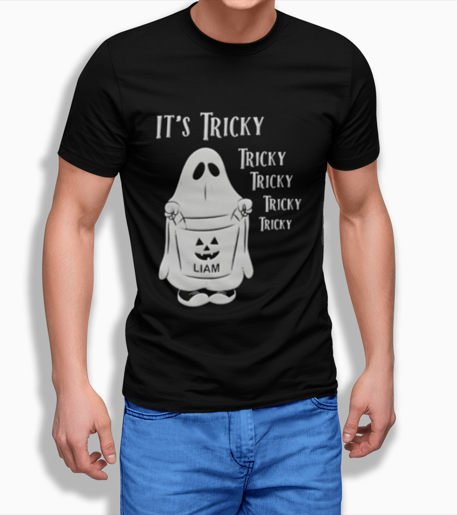 It's Tricky Ghost Holding Jack O Lantern Bucket Halloween T-Shirt