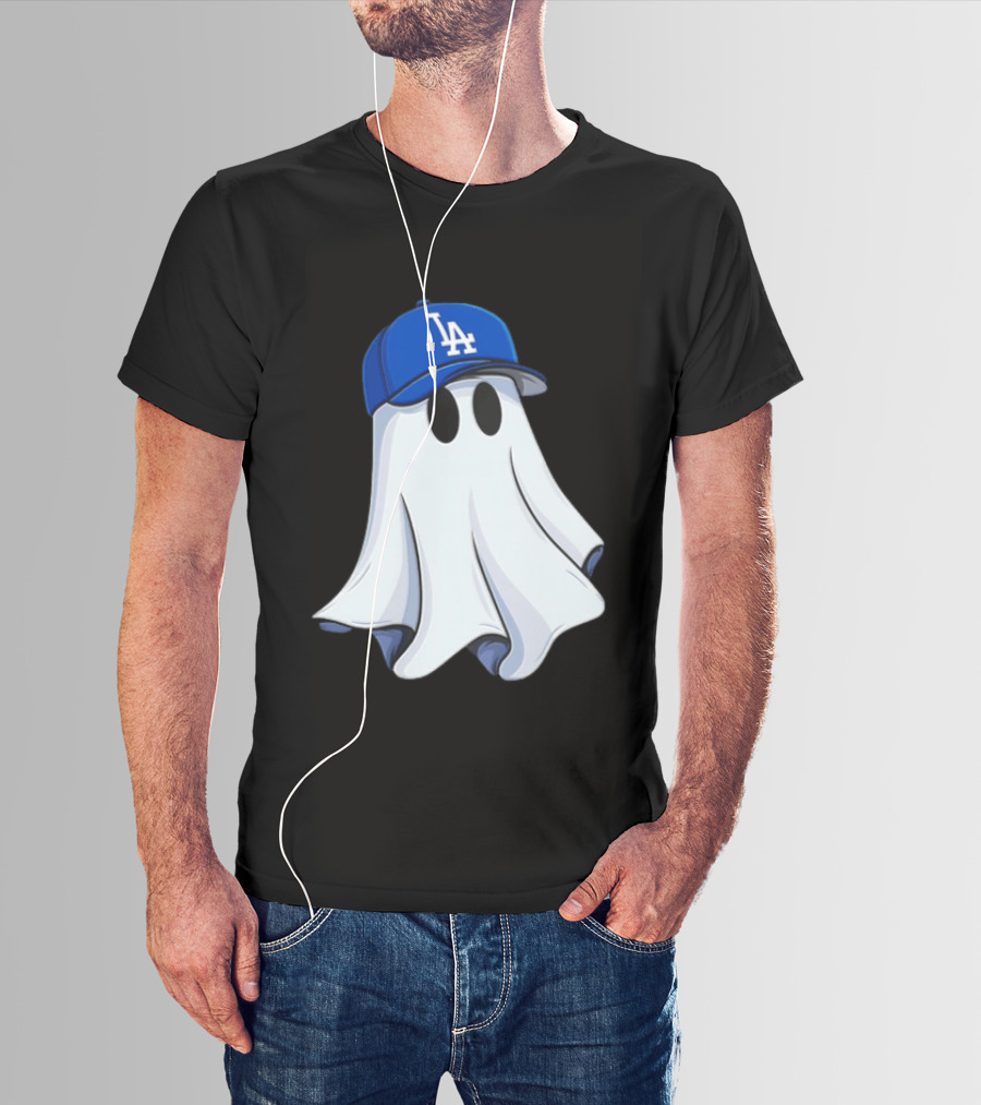Los Angeles Dodgers Ghost In Blue LA Cap T-Shirt