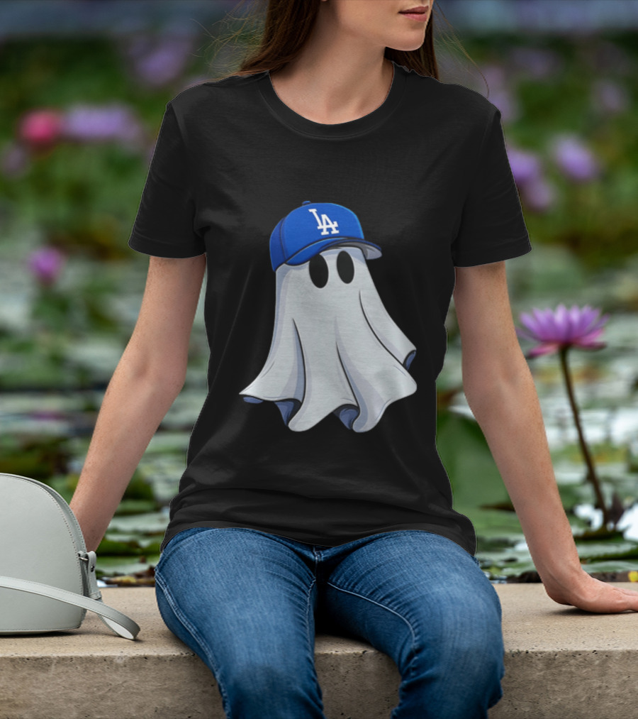Los Angeles Dodgers Ghost In Blue LA Cap T-Shirt
