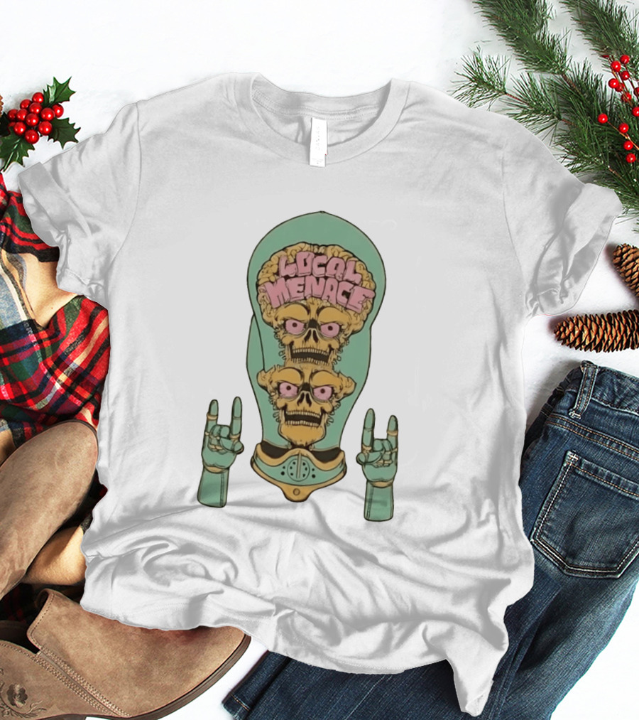 Local Menace Mars Attacks Alien Skull Martian Double Brains T-Shirt