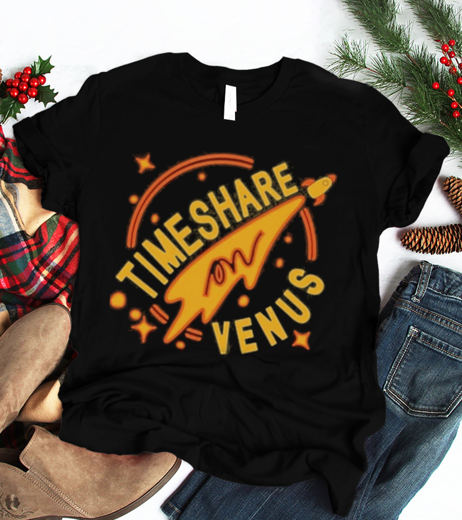 Timeshare On Venus Retro Space Rocket T-Shirt