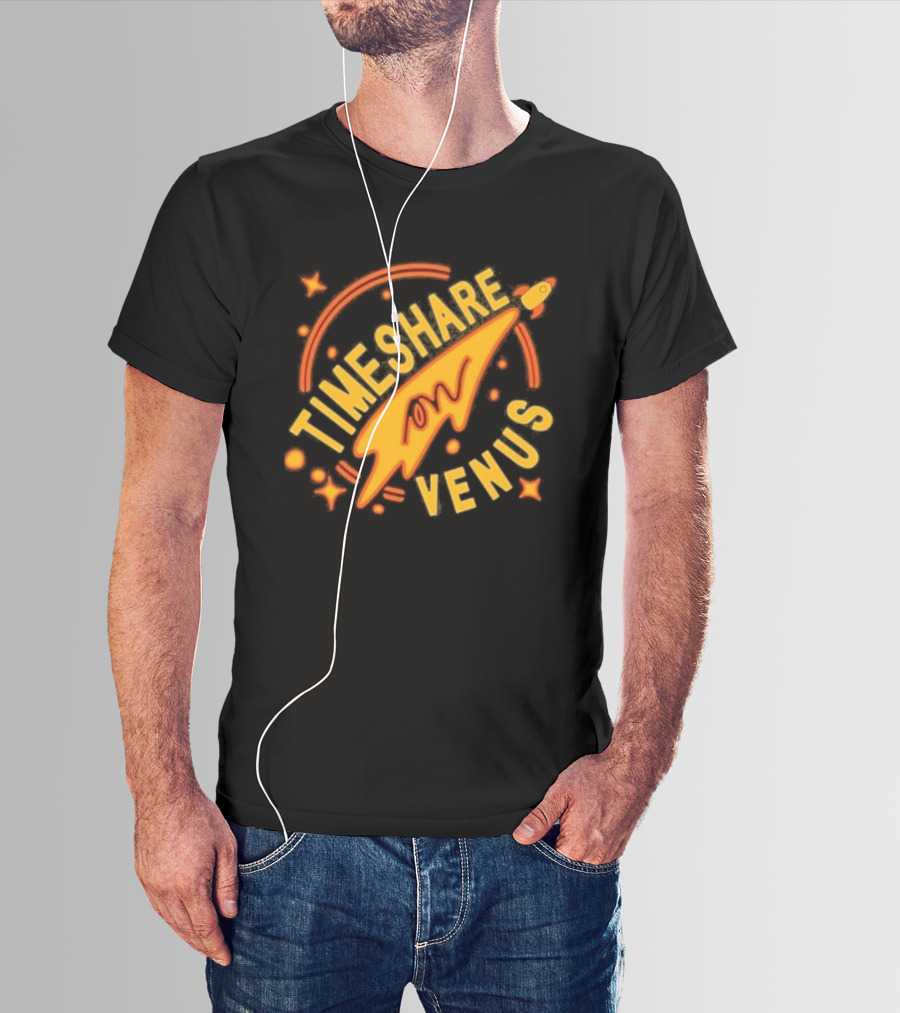 Timeshare On Venus Retro Space Rocket T-Shirt