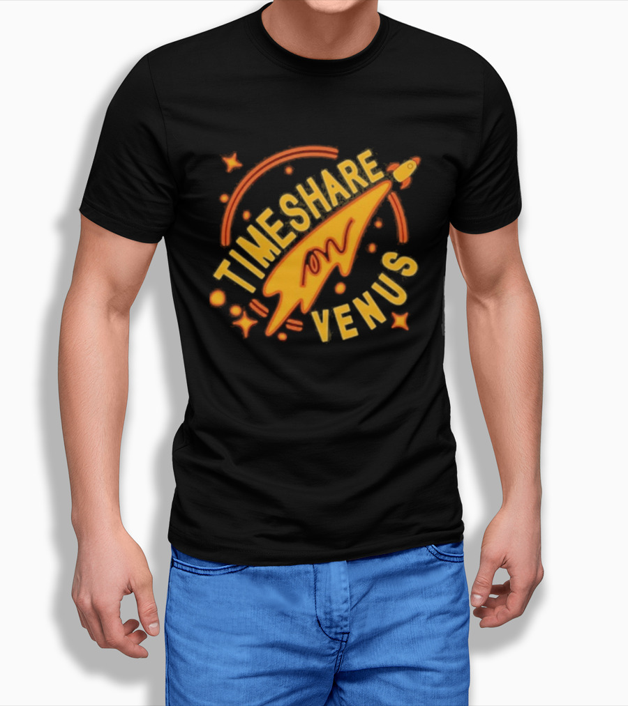 Timeshare On Venus Retro Space Rocket T-Shirt