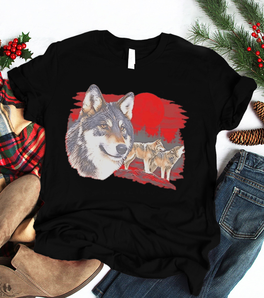 Wolf Pack Under A Moon Wolves Wildlife T-Shirt