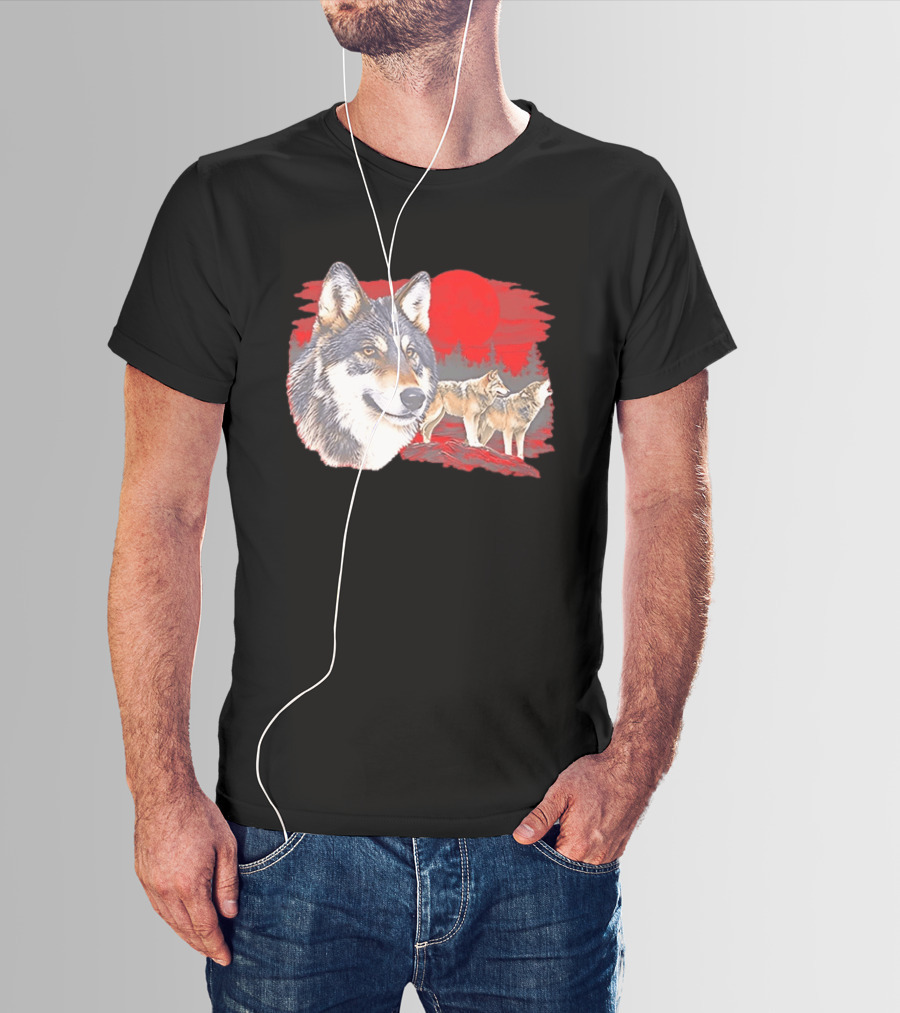 Wolf Pack Under A Moon Wolves Wildlife T-Shirt