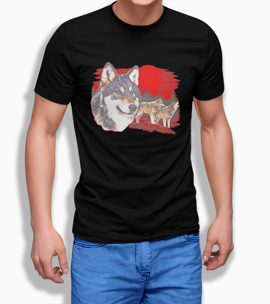 Wolf Pack Under A Moon Wolves Wildlife T-Shirt