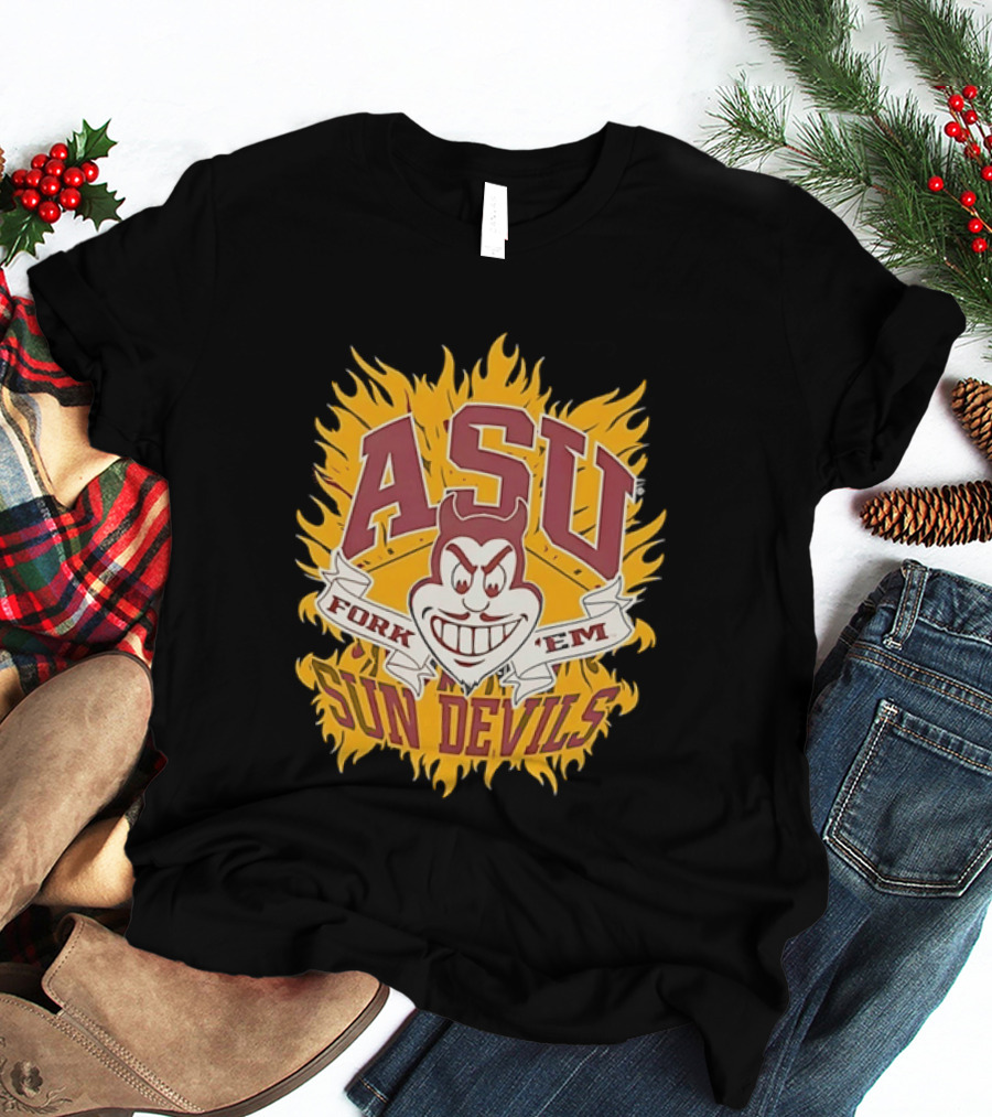 ASU Sun Devils Fork 'Em Arizona State University Fiery T-Shirt