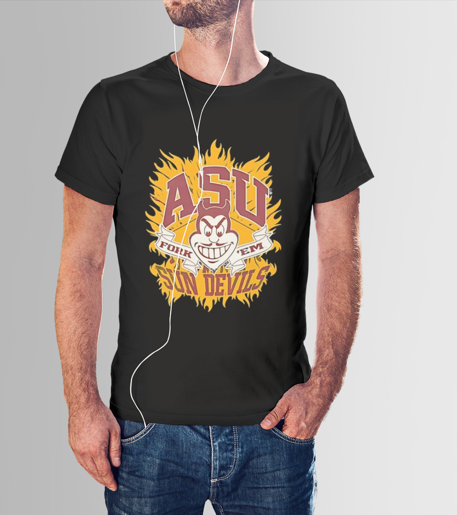 ASU Sun Devils Fork 'Em Arizona State University Fiery T-Shirt