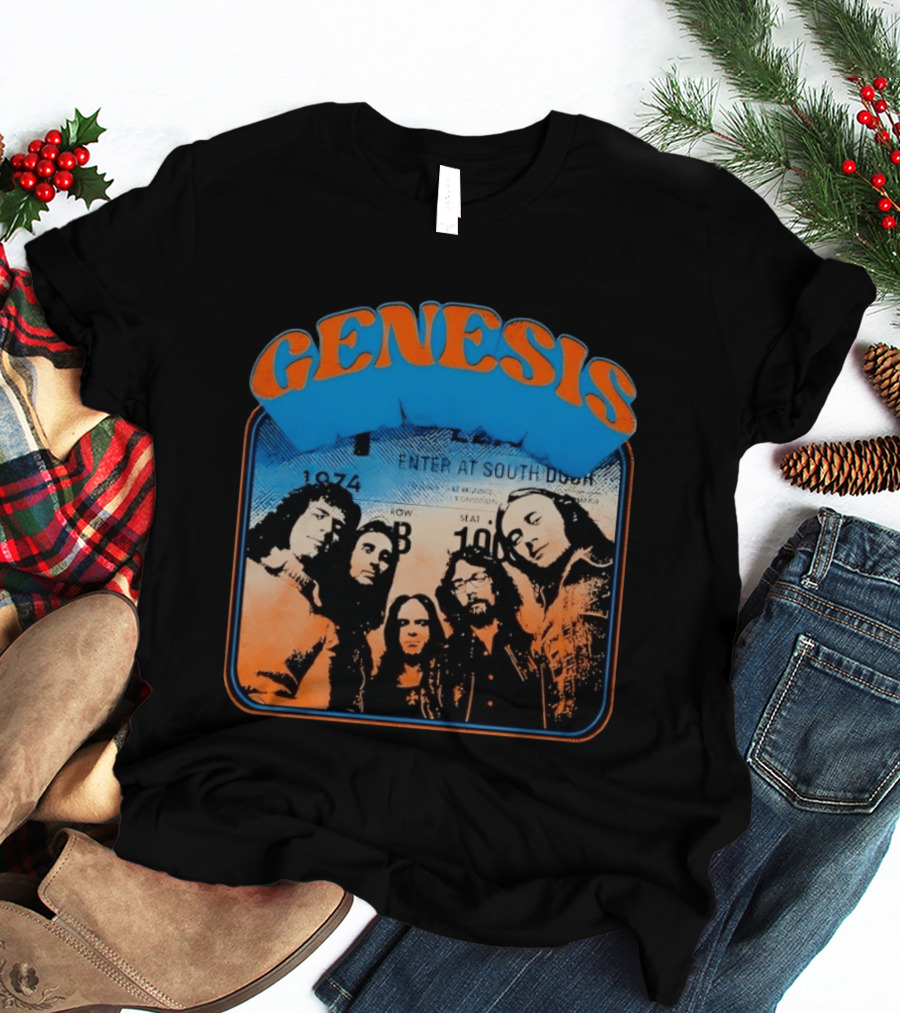 Genesis 1974 Enter At South Door Concert Ticket Progressive Rock T-Shirt