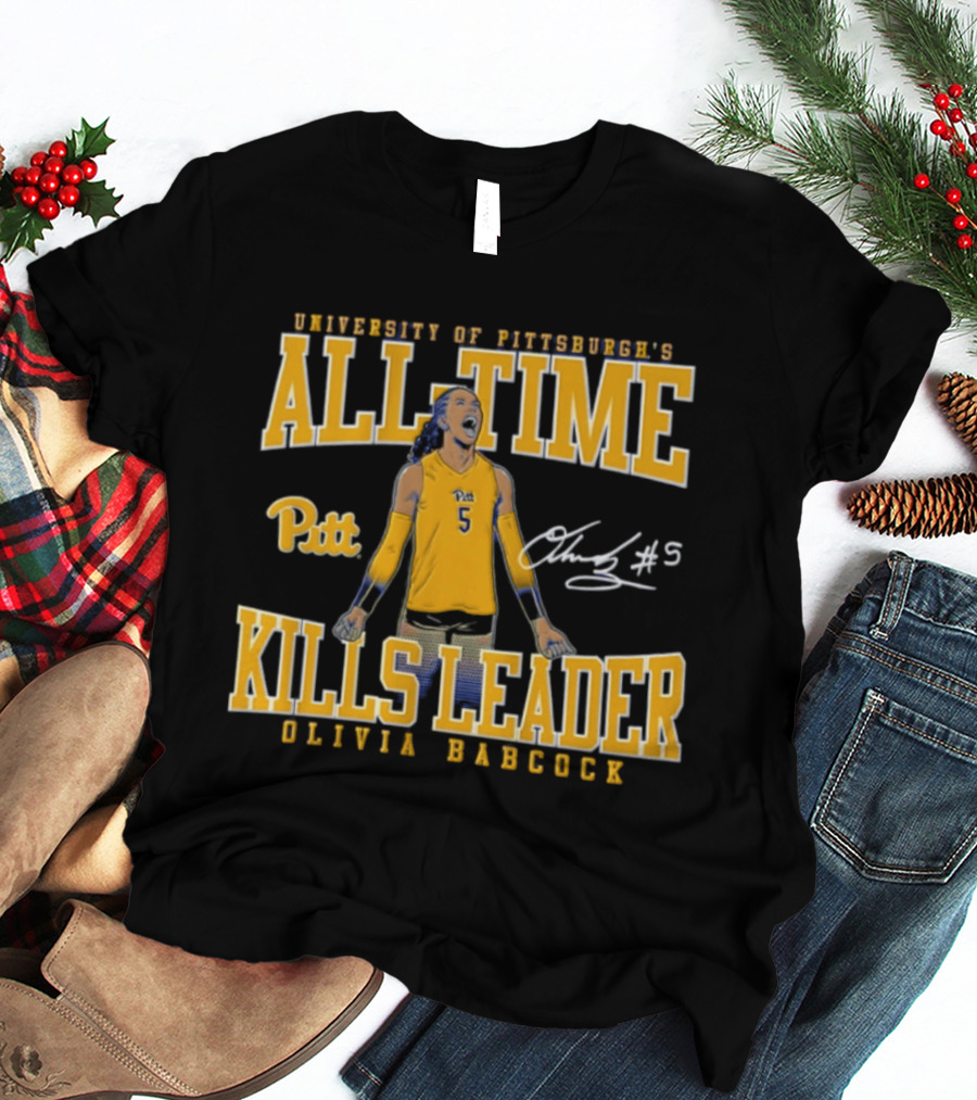 University Of Pittsburgh All Time Kills Leader Olivia Babcock Number 5 T-Shirt