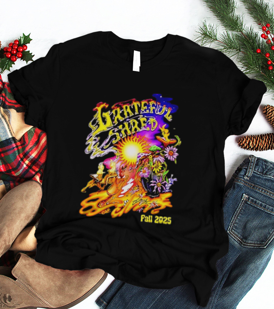 Grateful Shred Fall 2025 Psychedelic Sunburst Jam Band Vibrant Festival T-Shirt
