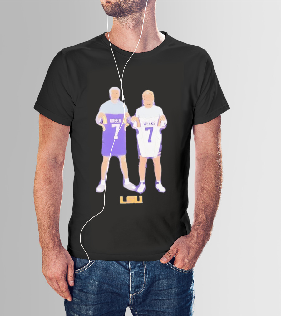 LSU Tigers Football Green And Weeks Jersey 7 T-Shirt
