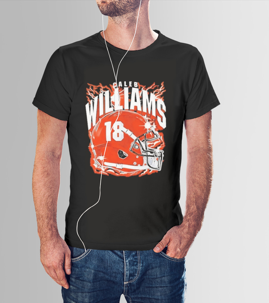 Caleb Williams 18 Lightning Helmet T-Shirt