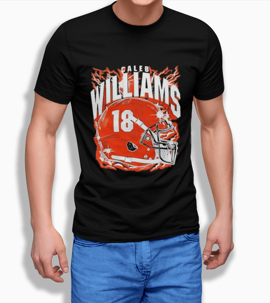 Caleb Williams 18 Lightning Helmet T-Shirt