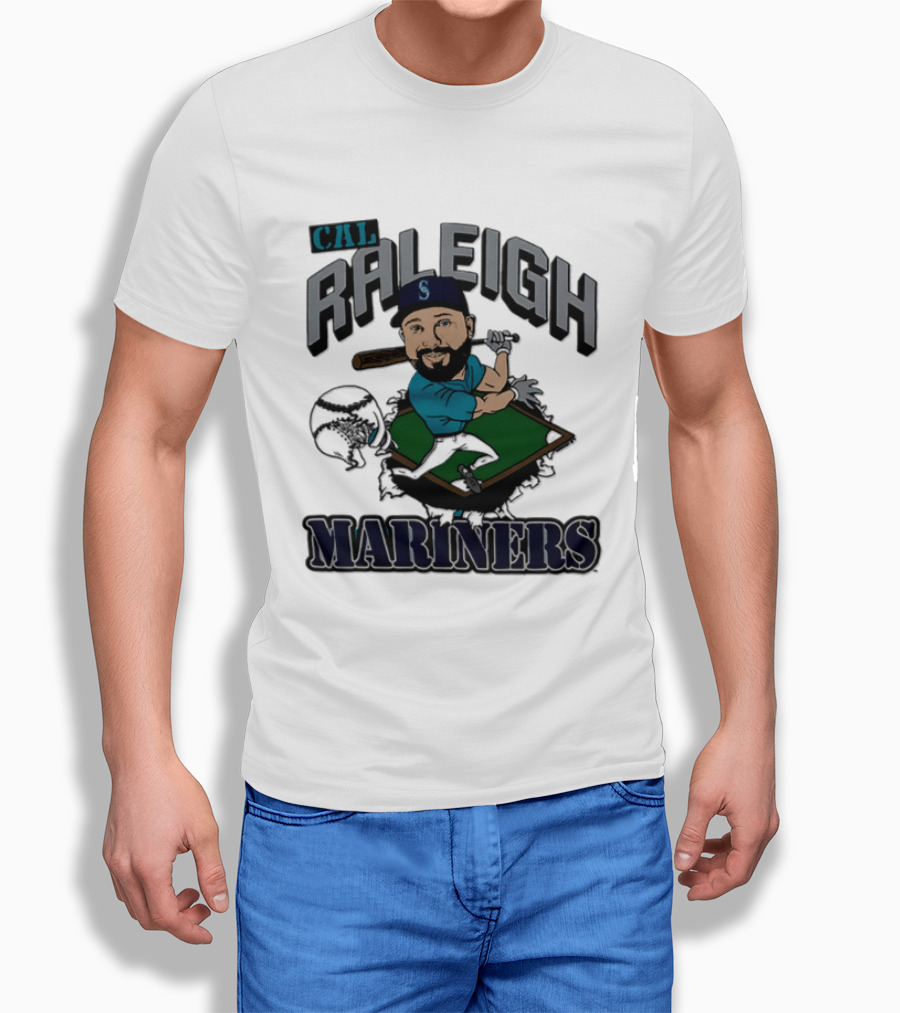 Cal Raleigh Seattle Mariners Player Caricature MLB T-Shirt