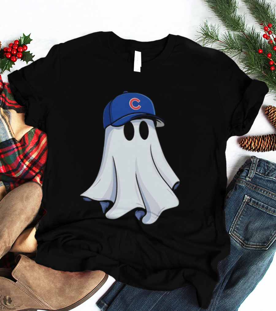 Chicago Cubs Ghost Cartoon Blue Baseball Cap T-Shirt