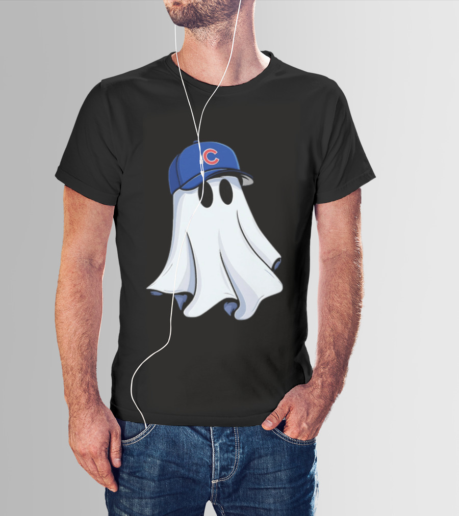 Chicago Cubs Ghost Cartoon Blue Baseball Cap T-Shirt
