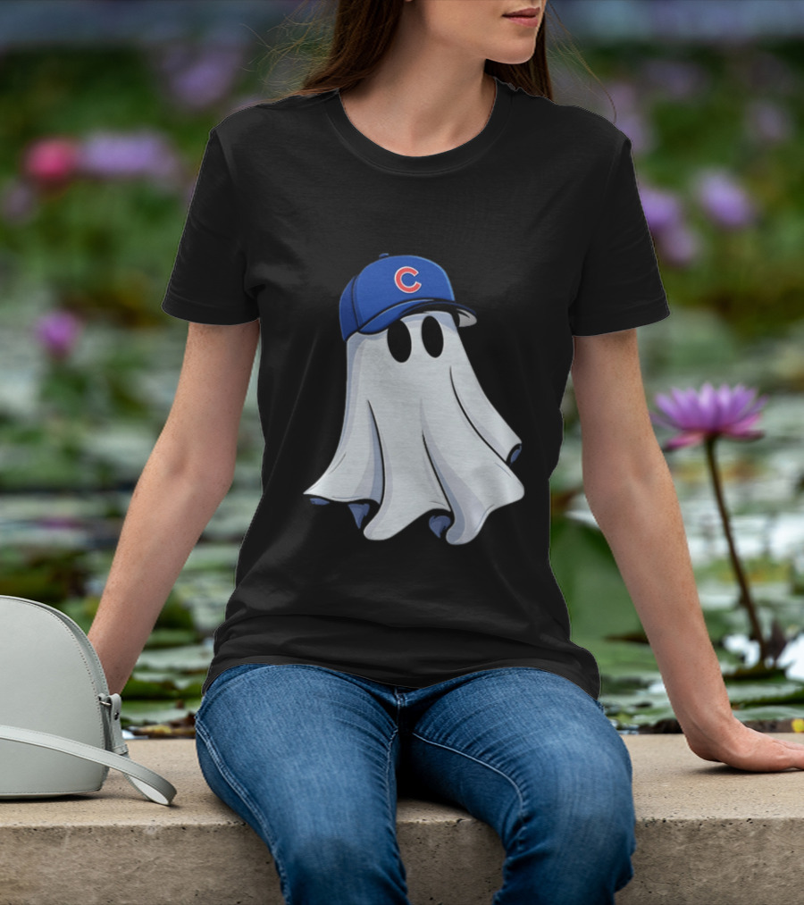 Chicago Cubs Ghost Cartoon Blue Baseball Cap T-Shirt