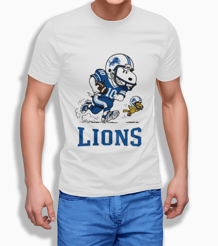 Detroit Lions Snoopy Woodstock Football Run T-Shirt