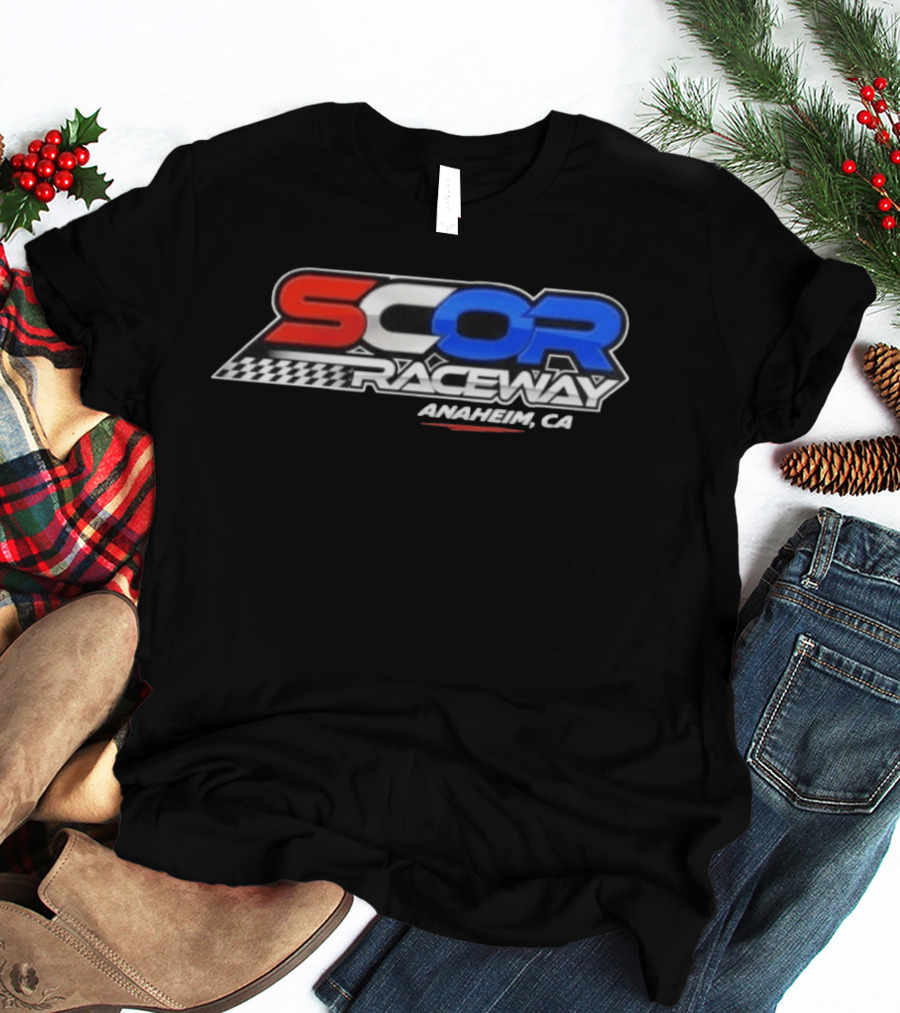 SCOR Raceway Anaheim CA Racing Flag T-Shirt