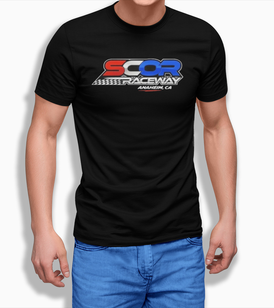 SCOR Raceway Anaheim CA Racing Flag T-Shirt