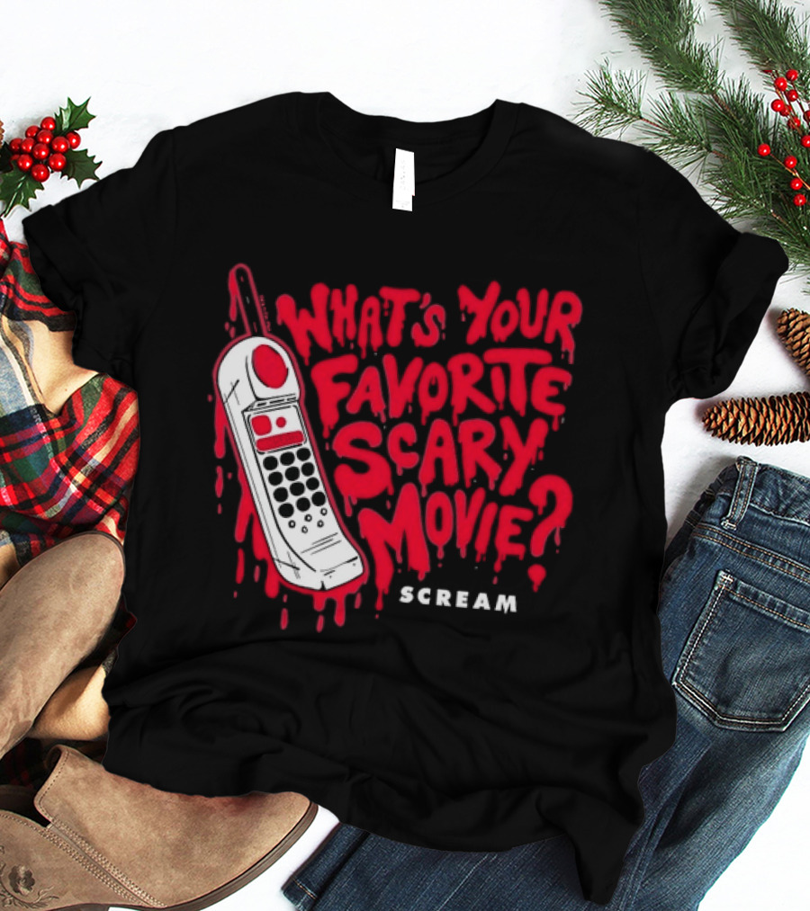 Scream What's Your Favorite Scary Movie Telephone Blood Red T-Shirt