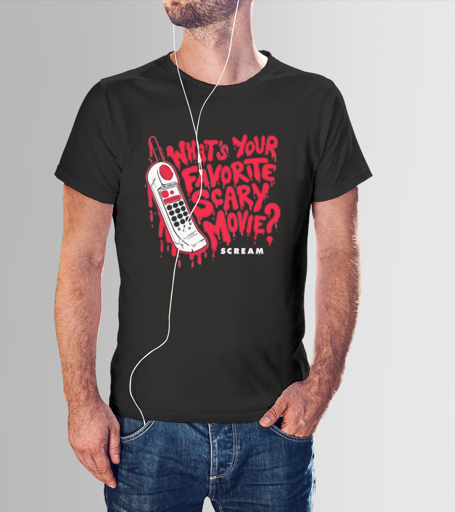 Scream What's Your Favorite Scary Movie Telephone Blood Red T-Shirt