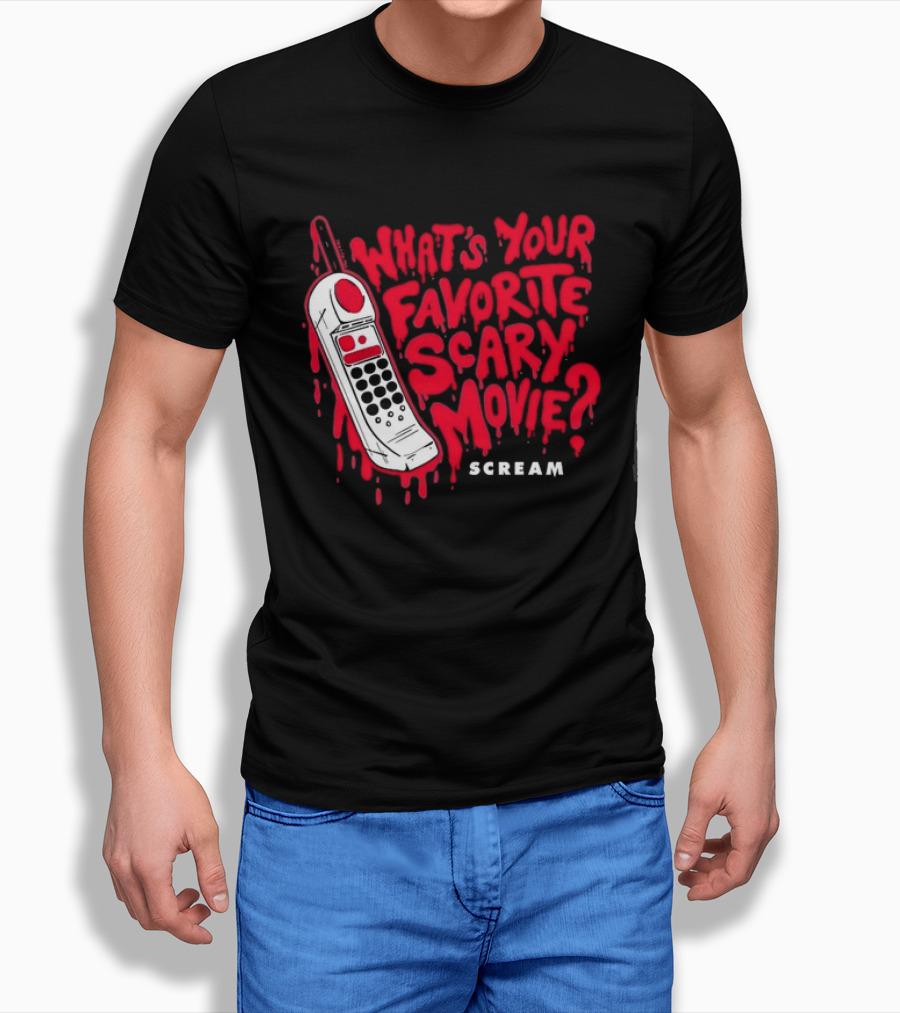 Scream What's Your Favorite Scary Movie Telephone Blood Red T-Shirt