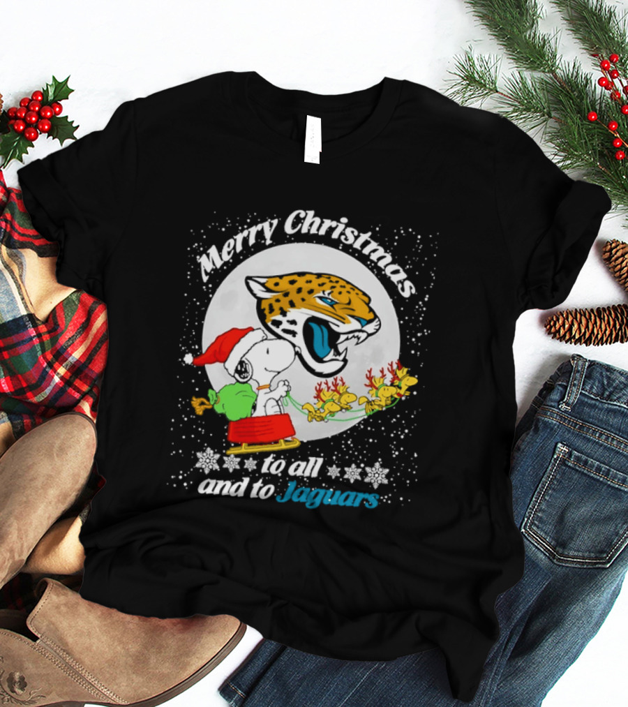 Merry Christmas Snoopy To All And To Jaguars T-Shirt