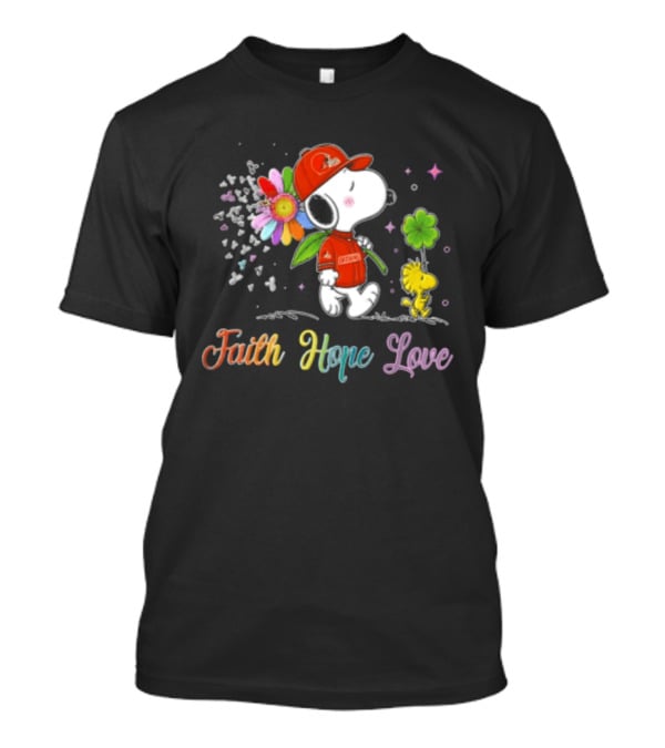 Cleveland Browns Snoopy Woodstock Faith Hope Love Flower Clover T-Shirt