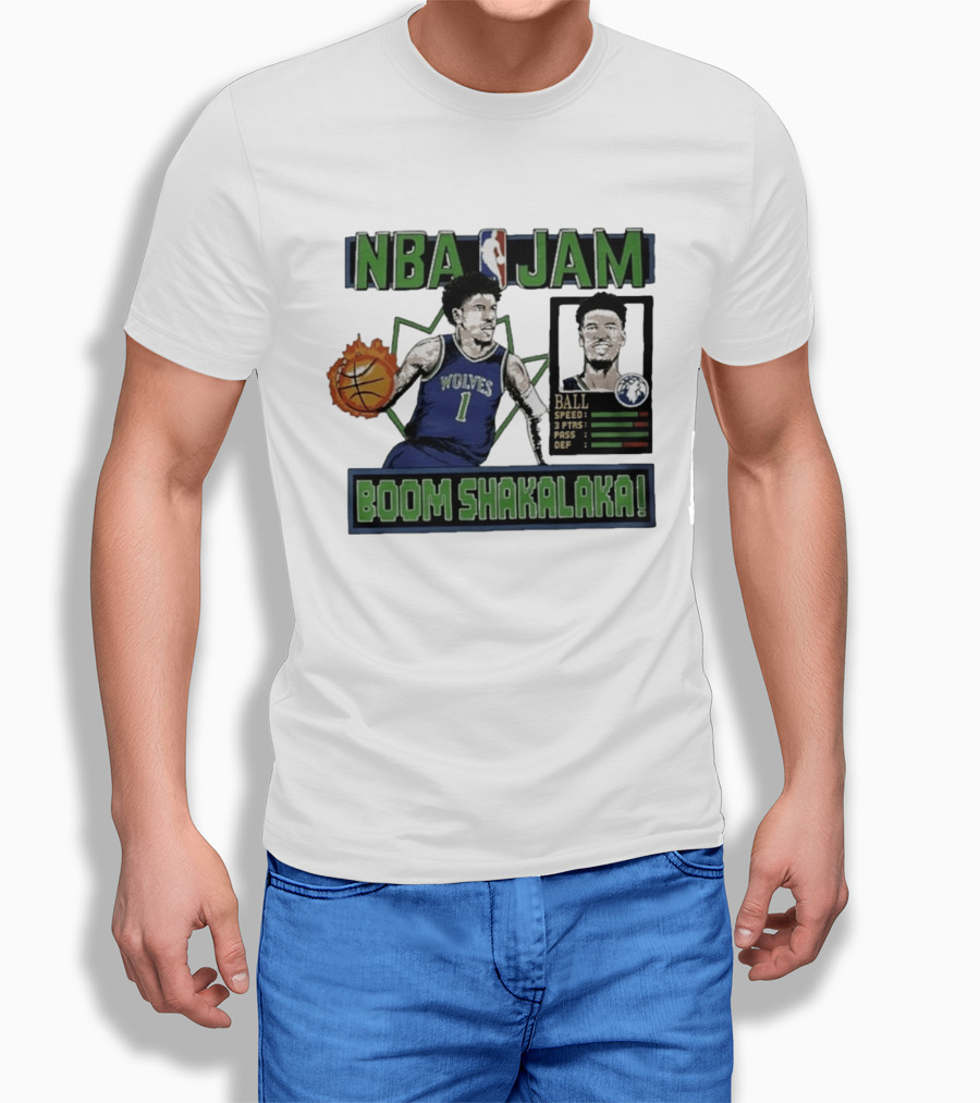 NBA Jam Minnesota Timberwolves Wolves Ball Boom Shakalaka T-Shirt