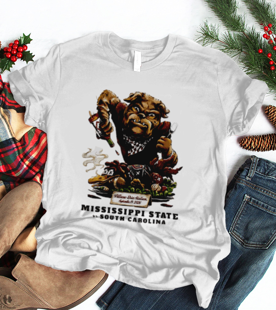 Mississippi State Vs South Carolina 2026 Bulldog Pouring Sauce On Roasted Duck Williams Brice Stadium T-Shirt