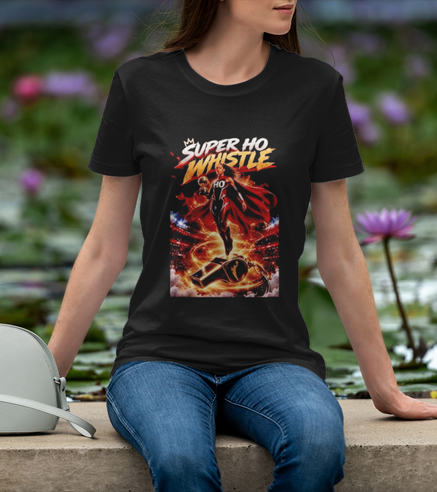 Super Ho Whistle WNBA Basketball Comic Style Heroine T-Shirt