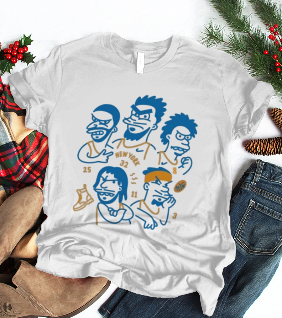 New York Knicks Cartoon 25 30 23 11 NBA Basketball Players T-Shirt